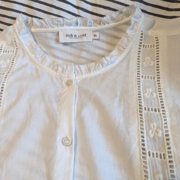 Lace romantic shirt, Ecru, size XL - Picture 4 of 10